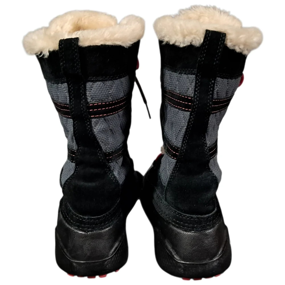 Columbia Kids Omni-Heat Waterproof Snow Boots Black Grey Pink Techlite Size 5